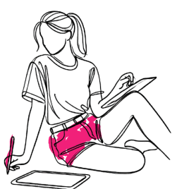 woman tech girl web design tablet pink illustration